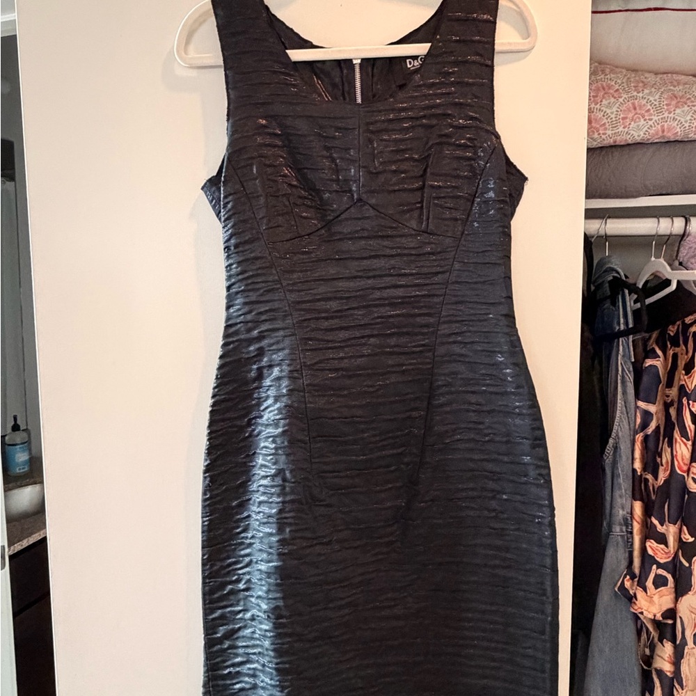 D&G Elegant Black Textured Midi Dress size 42 - Women Midi
